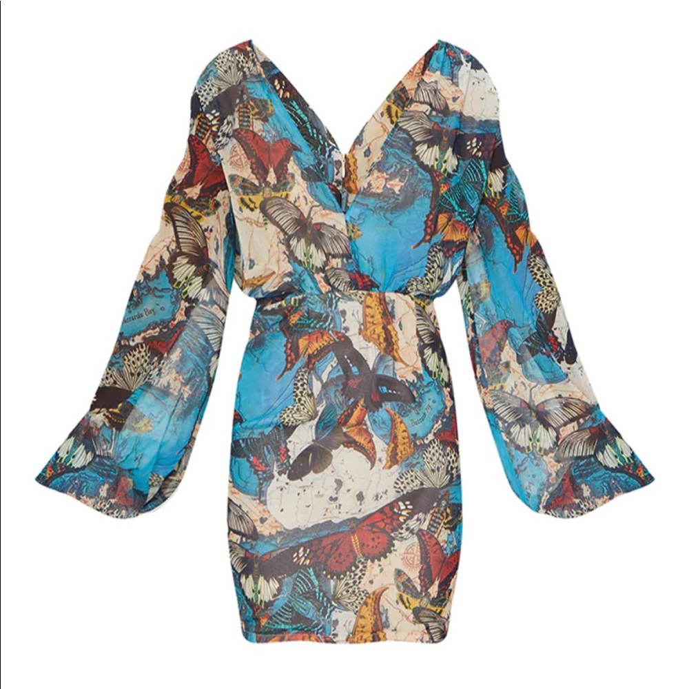 Butterfly print chiffon dress